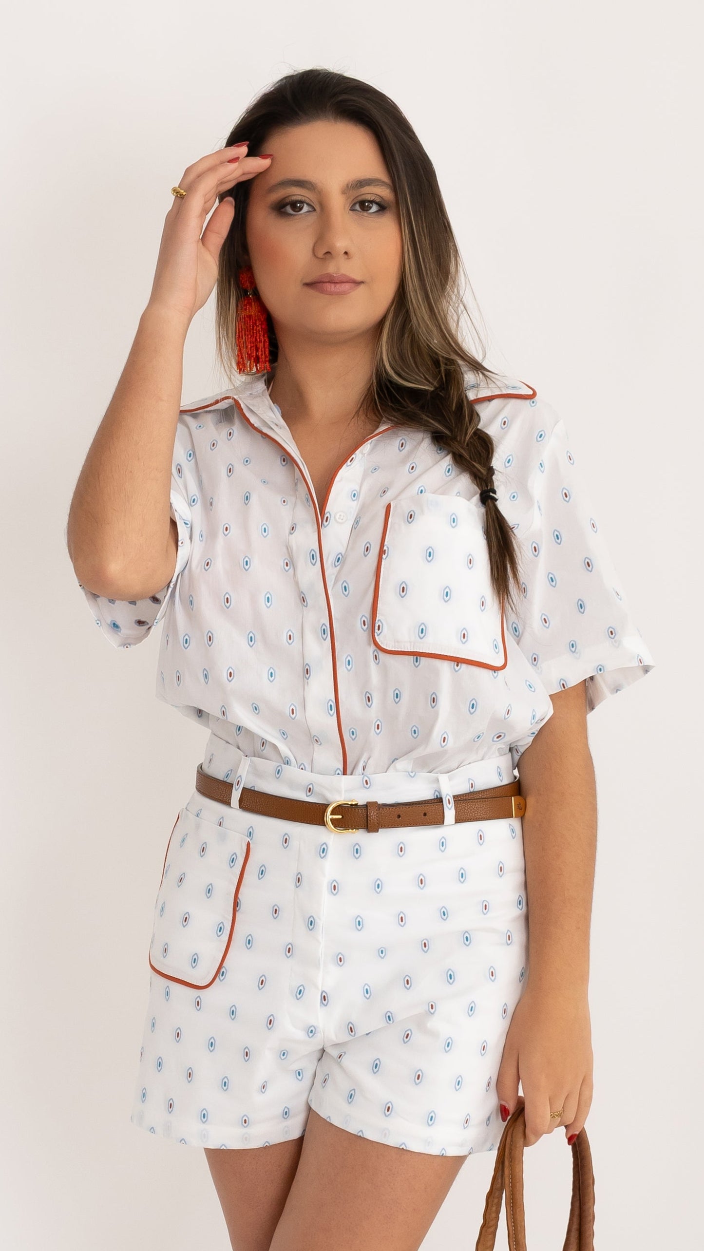 White Shirt with Diamond Pattern